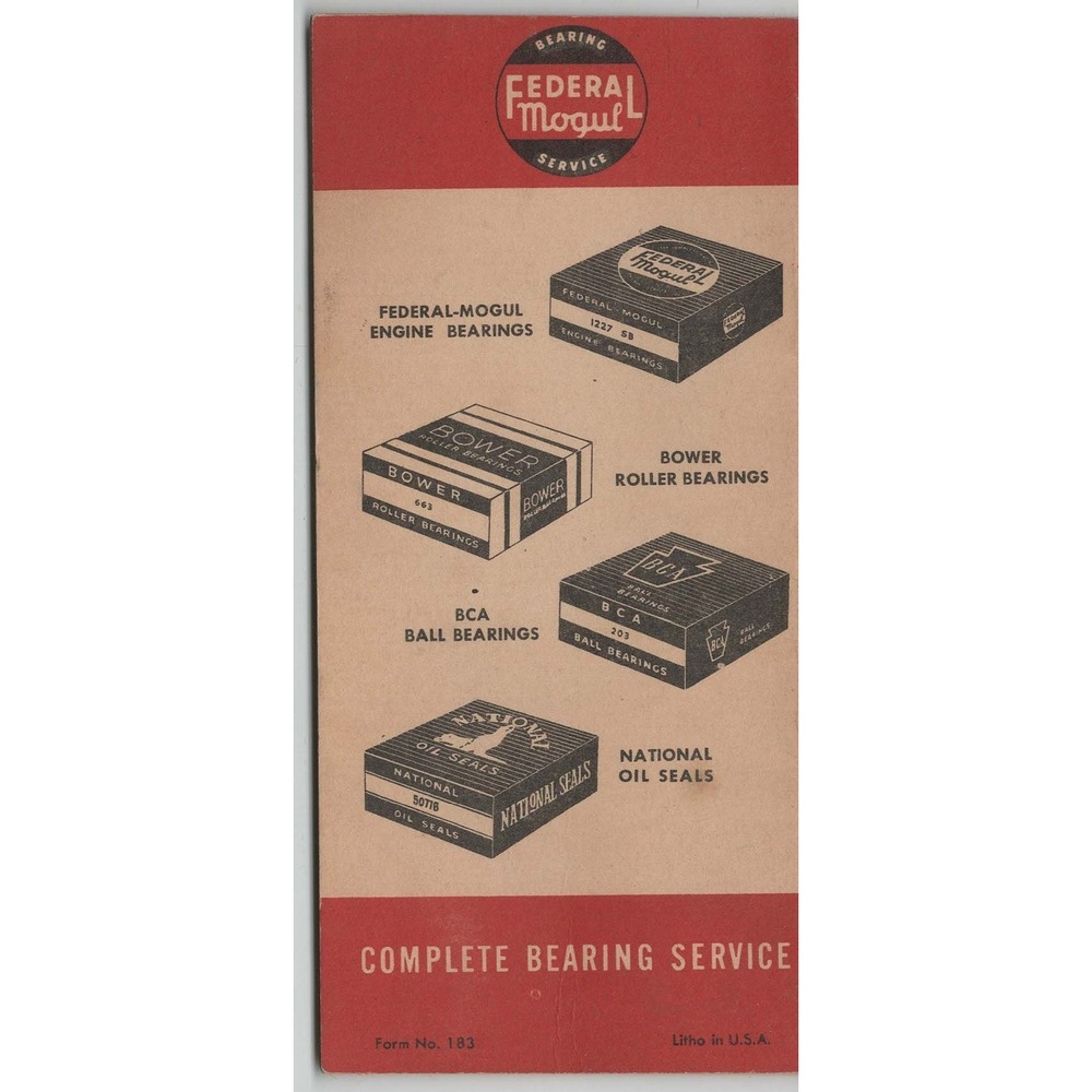 Vtg Federal Mogul Bearing Brochure Phillips Auto Parts Elgin IL VG - Picture 2 of 2